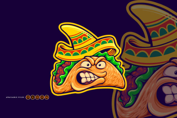 Angry Mexican Tacos Mascot Graphics and Illustrations