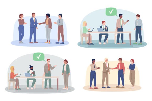 Business Teamwork Illustrations: Graphics Review