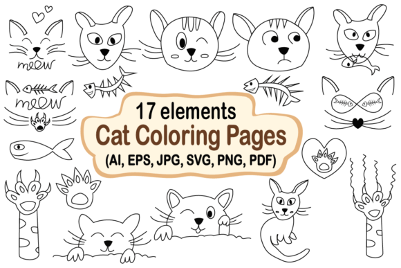 Cat Coloring Pages Graphics & Illustrations Review