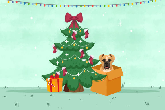 Christmas Dog Illustrations: Graphics for Festive Design