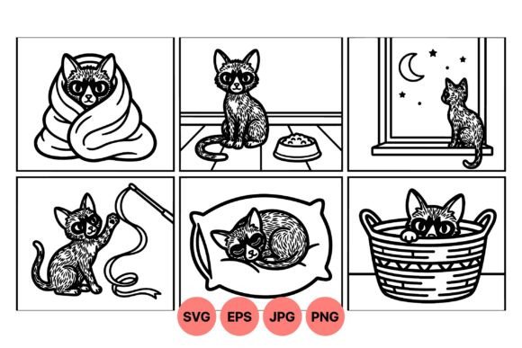 Cute Cat Line Art Graphics & Illustrations Review