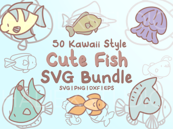 Cute Fish SVG Illustrations: Graphics for Kawaii Design