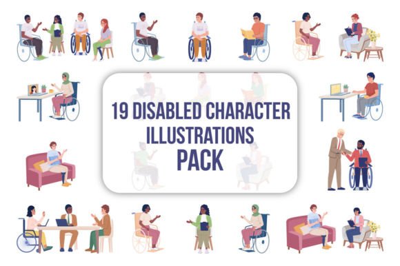 Disabled People Illustrations Set: Graphics Review