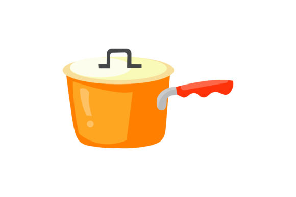 Kitchen Pan Orange Color Illustrations: Graphics Review