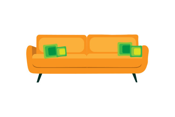 Living Room Sofa Orange Illustrations: Graphics Review