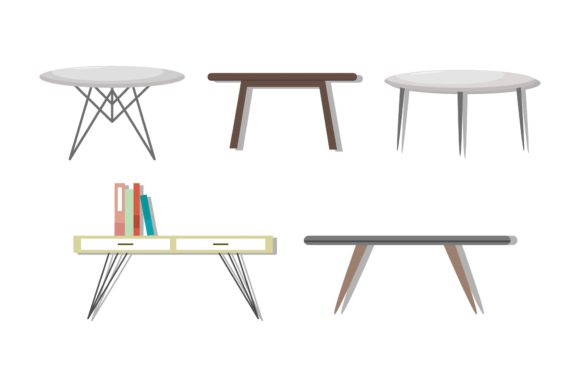 Living Room Table Illustrations Set: Graphics Review