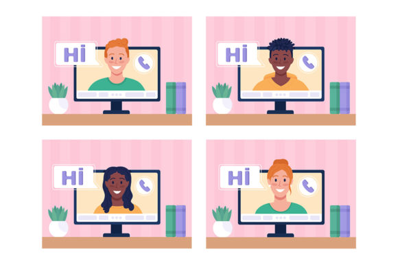 Making Video Call at Home Illustrations & Graphics Review