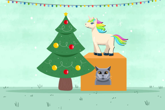 Unicorn Cat Christmas Illustrations: Graphics Review