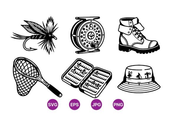 Vintage Fishing Gear Illustrations: Graphics Review